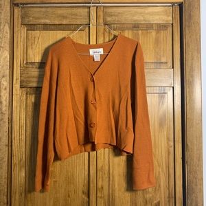 Orange Button Down Cropped Sweater